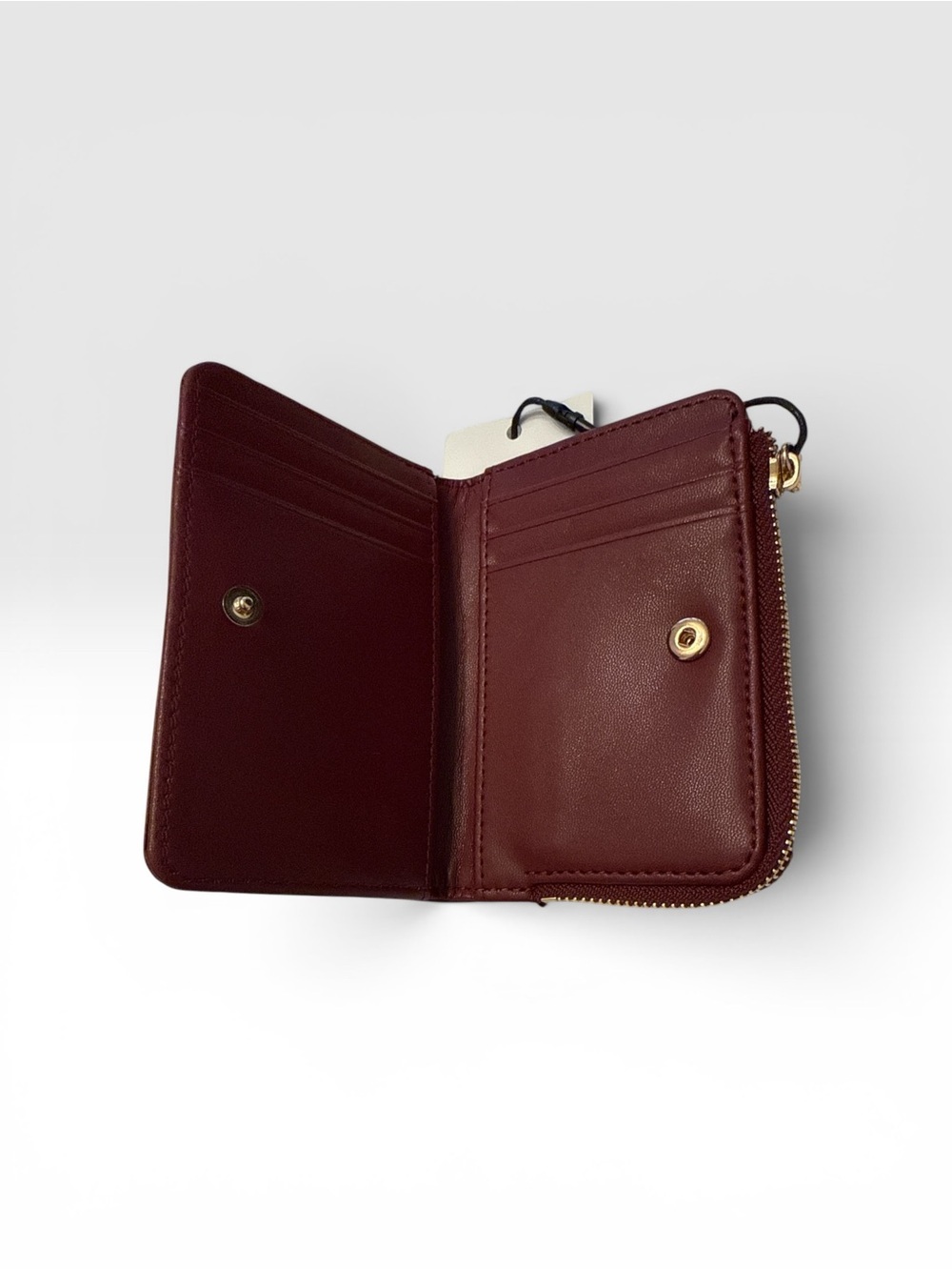 MNG Burgundy Saffiano Zip Wallet with Gold Logo - Picture 4 of 4